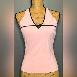 INC Petite Medium Pink/Black V Neck Top